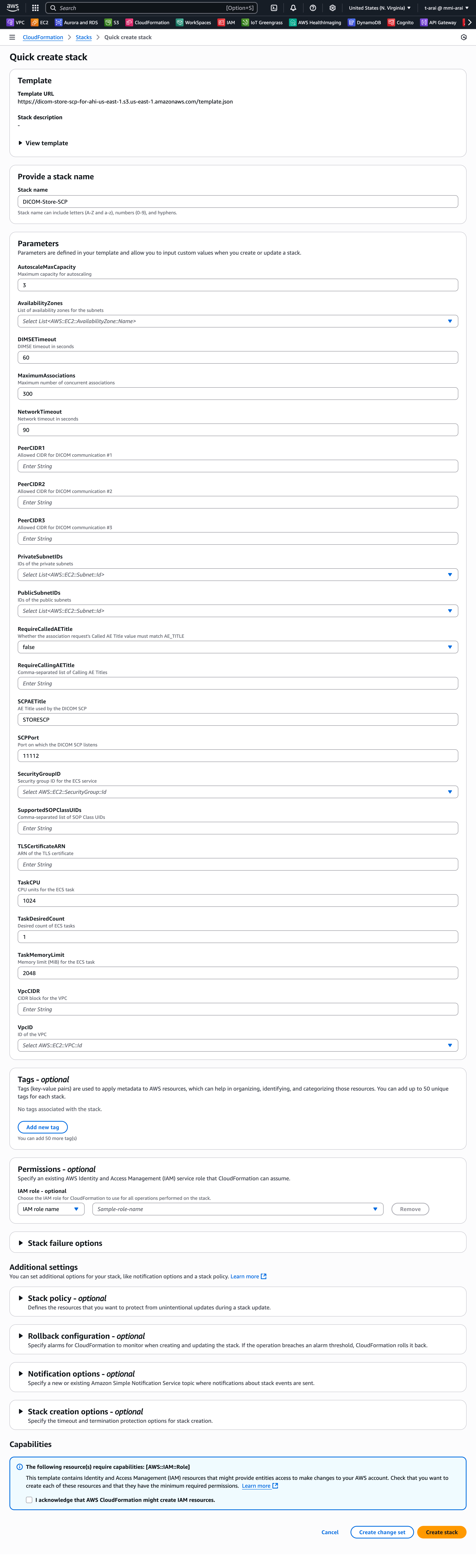 CloudFormation - Quick create stack